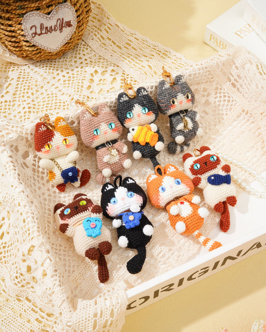 Purrfect Pals Crochet Bag Charms – Handmade Cat Collection