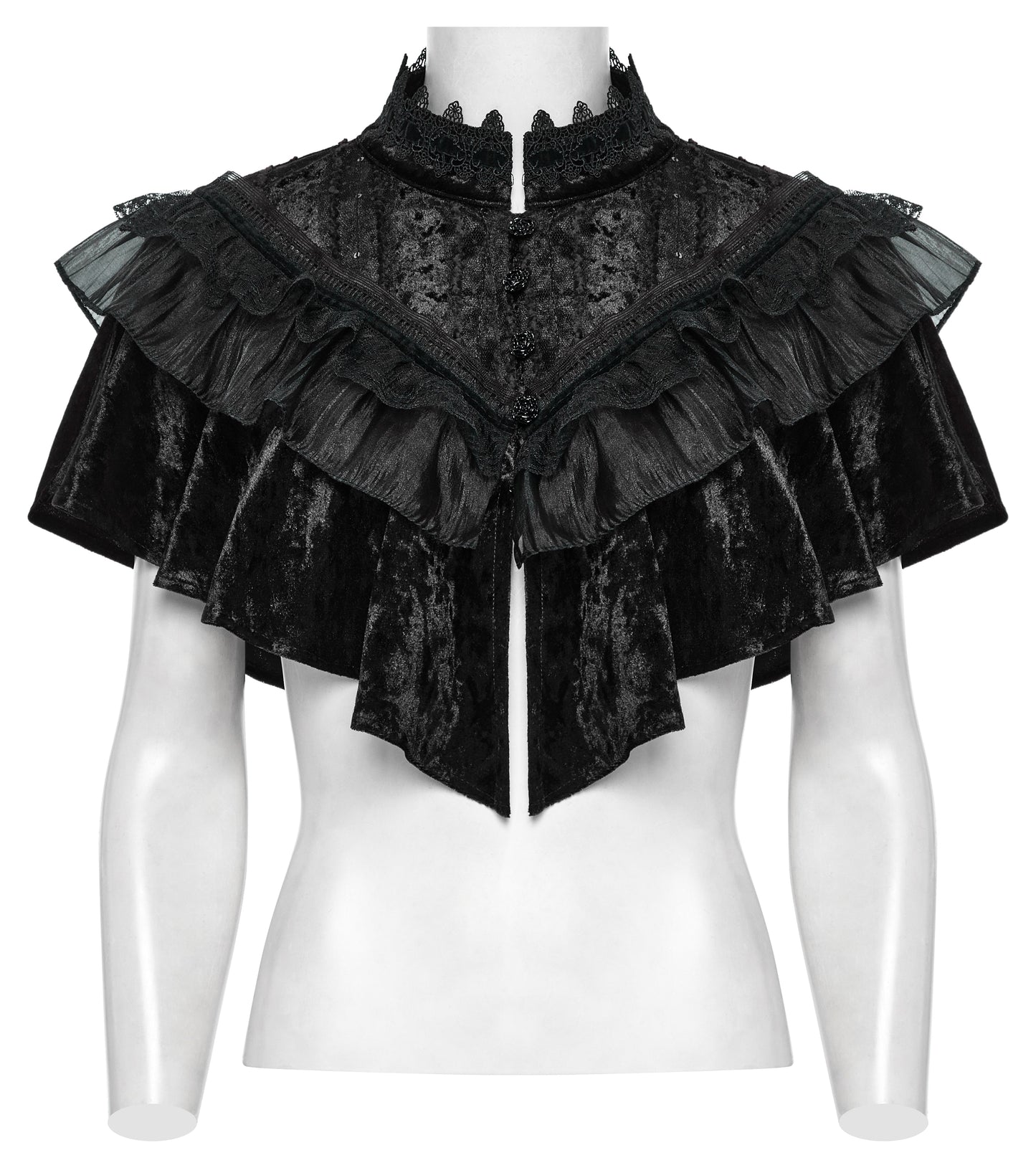 Punk Rave Elysia Velvet Ruffle Goth Shawl In Black