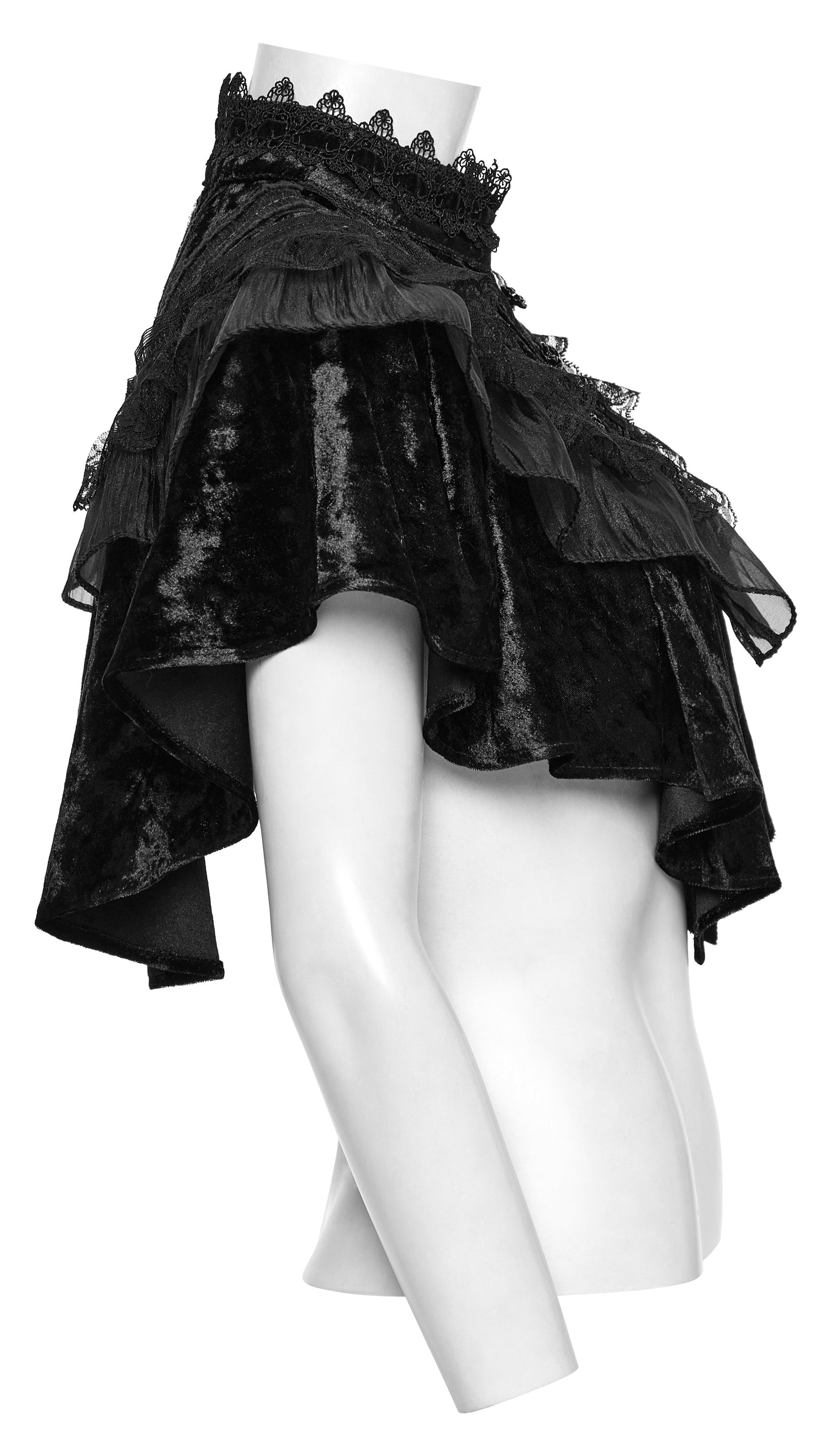 Punk Rave Elysia Velvet Ruffle Goth Shawl In Black