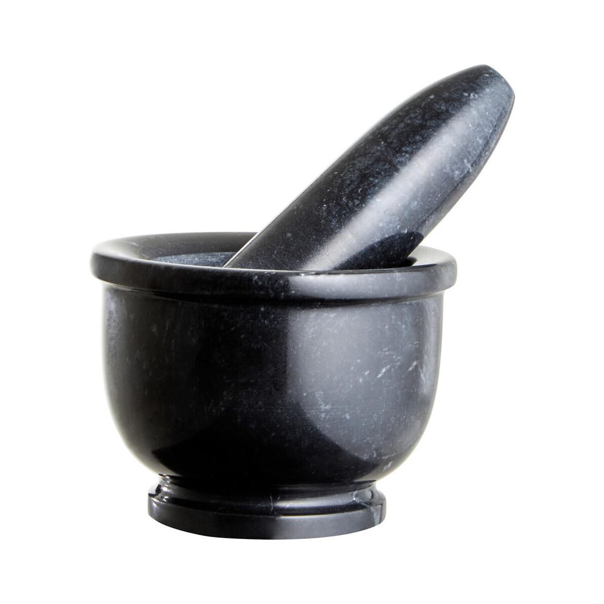 Marmore Black Marble Mortar and Pestle With Rim