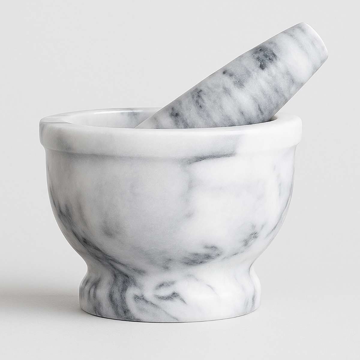 Salerno Grey Marble Mortar And Pestle With Rim