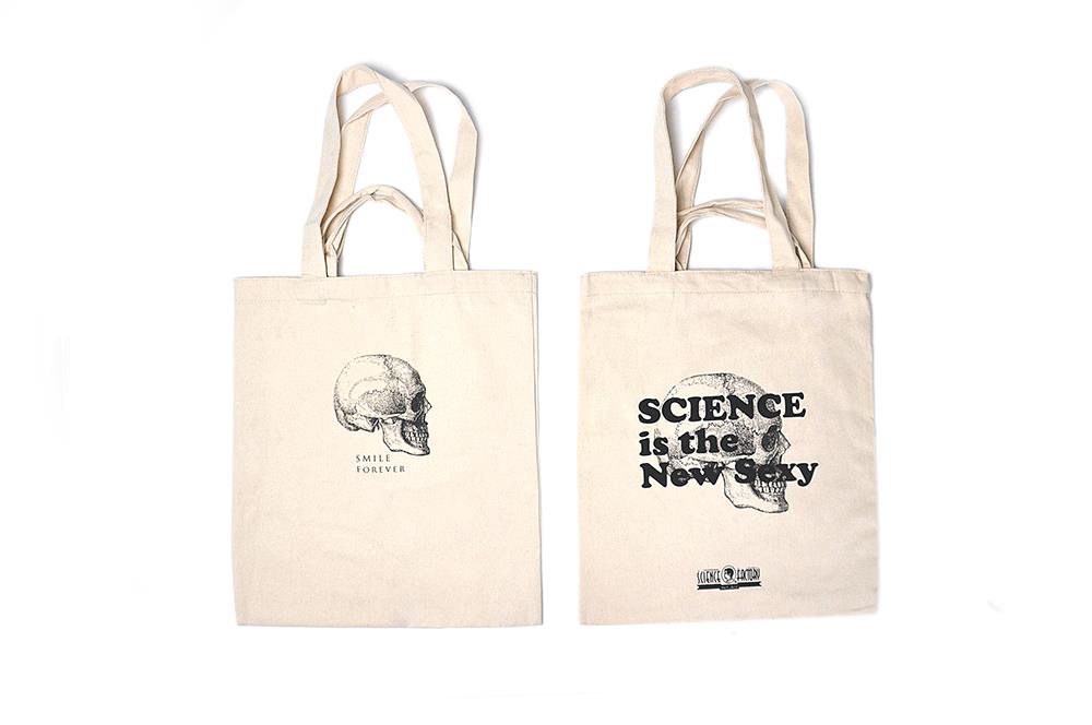 Mr Sci Glass Specimen Jar & Science Tote Bag Smile Forever (Skull)