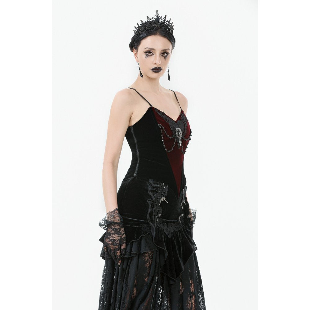 Dark in Love Morrigan Velvet & Lace Chain-Detail Bodysuit