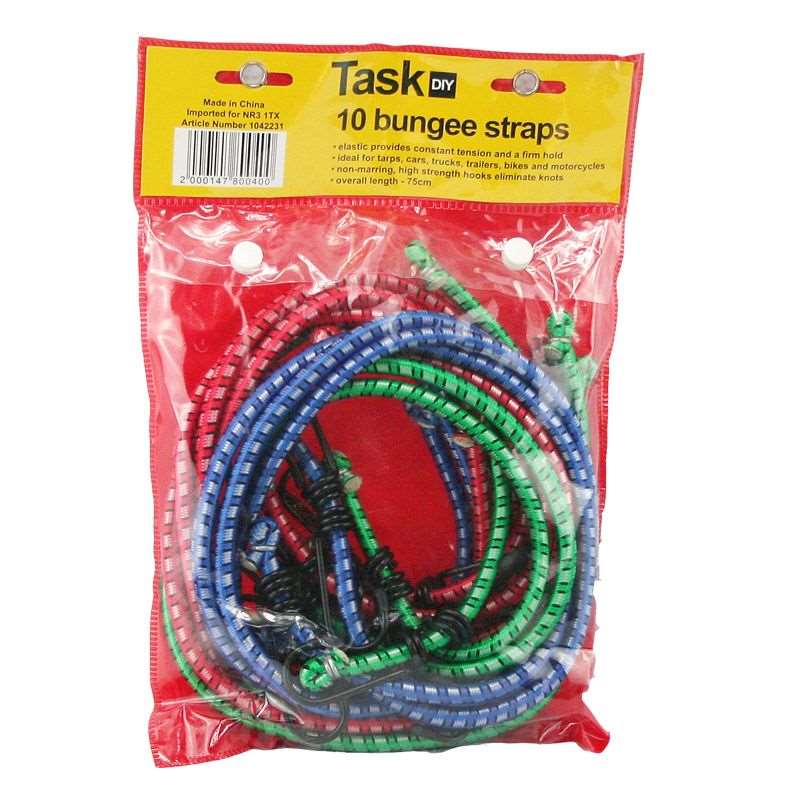 10 Pack Bungee Straps 75cm