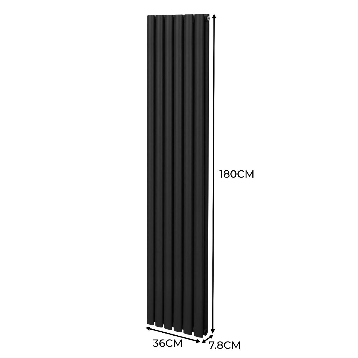 Oval Column Radiator & Valves - 1800mm x 360mm Black