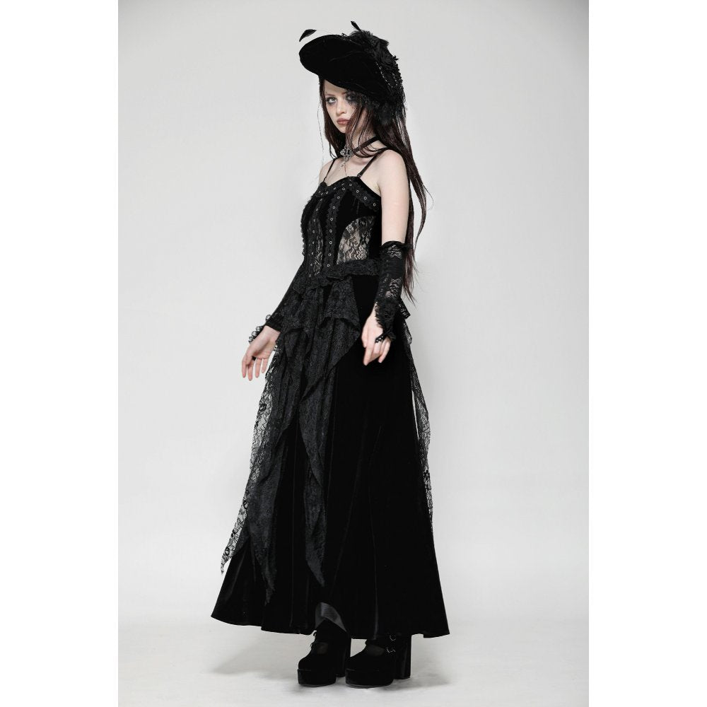 Dark in Love Fia Romantic Gothic Hollow Waist Maxi Dress