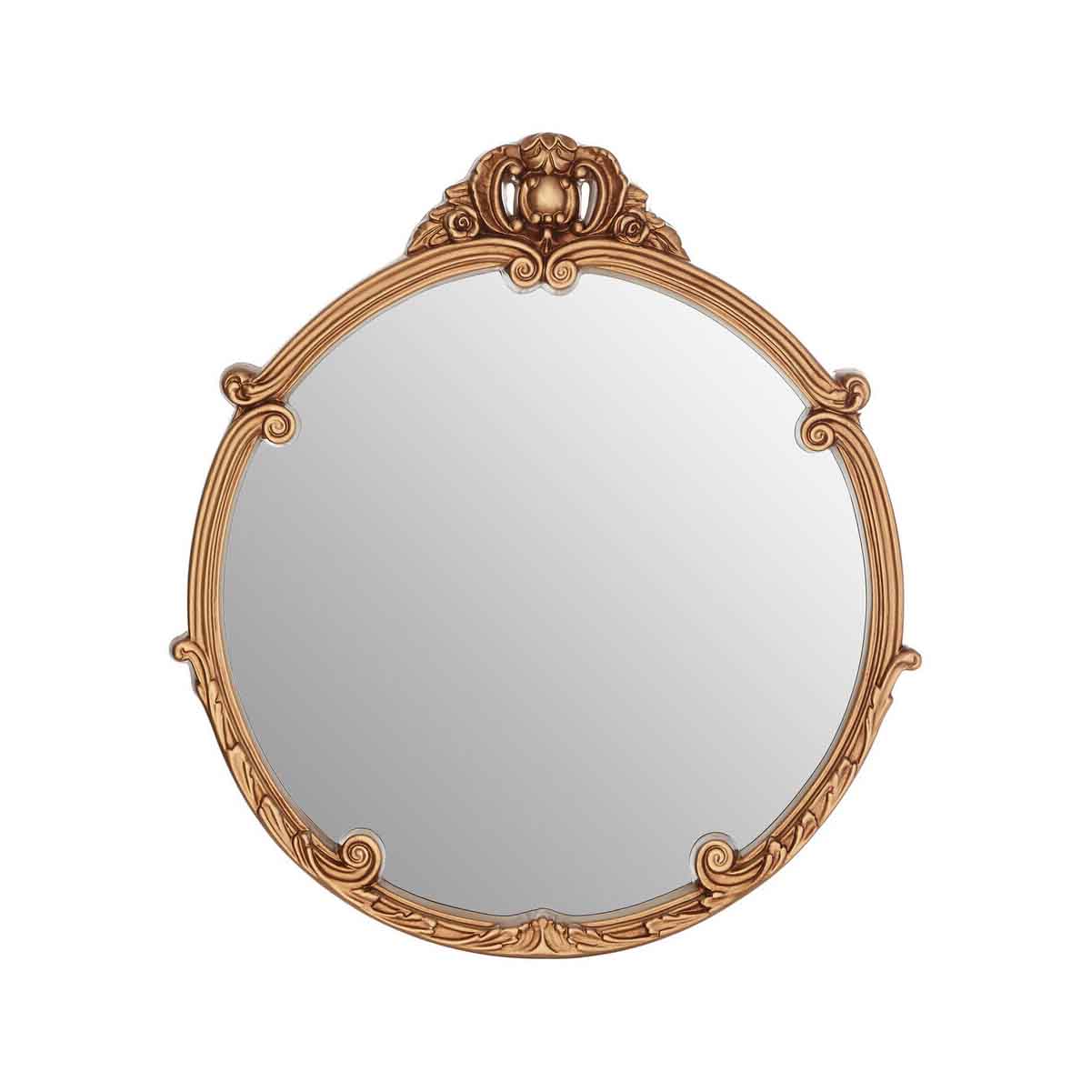 Tina Gold Finish Round Acanthus Leaf Wall Mirror