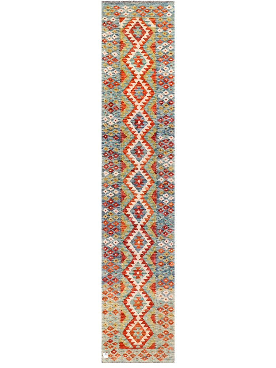 Maimana Afghanistan Kilim Runner - 396 x 80 cm