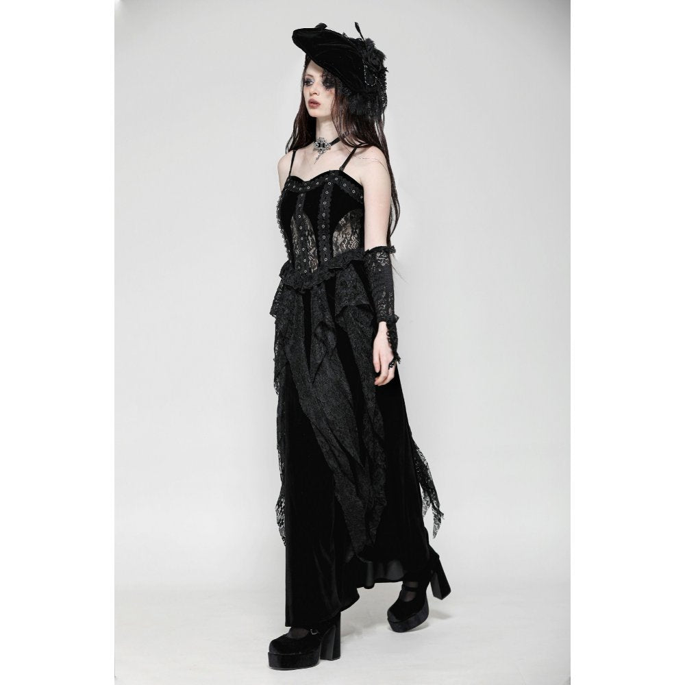 Dark in Love Fia Romantic Gothic Hollow Waist Maxi Dress