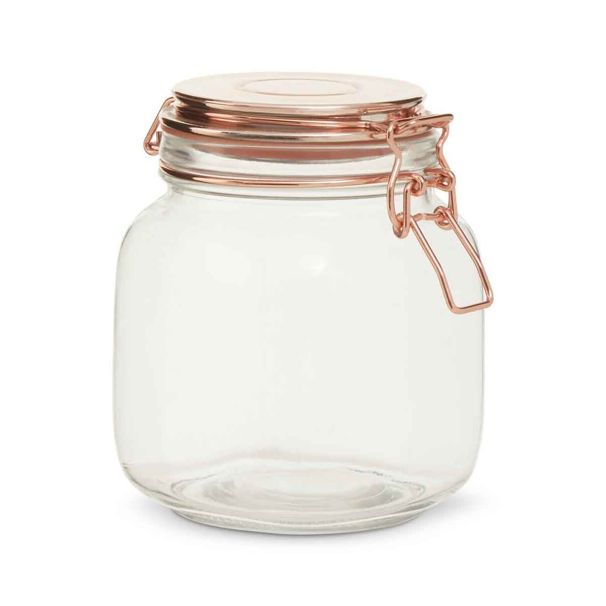 1000Ml Sqr Glass Jar Clip Top Rose Gold Lid