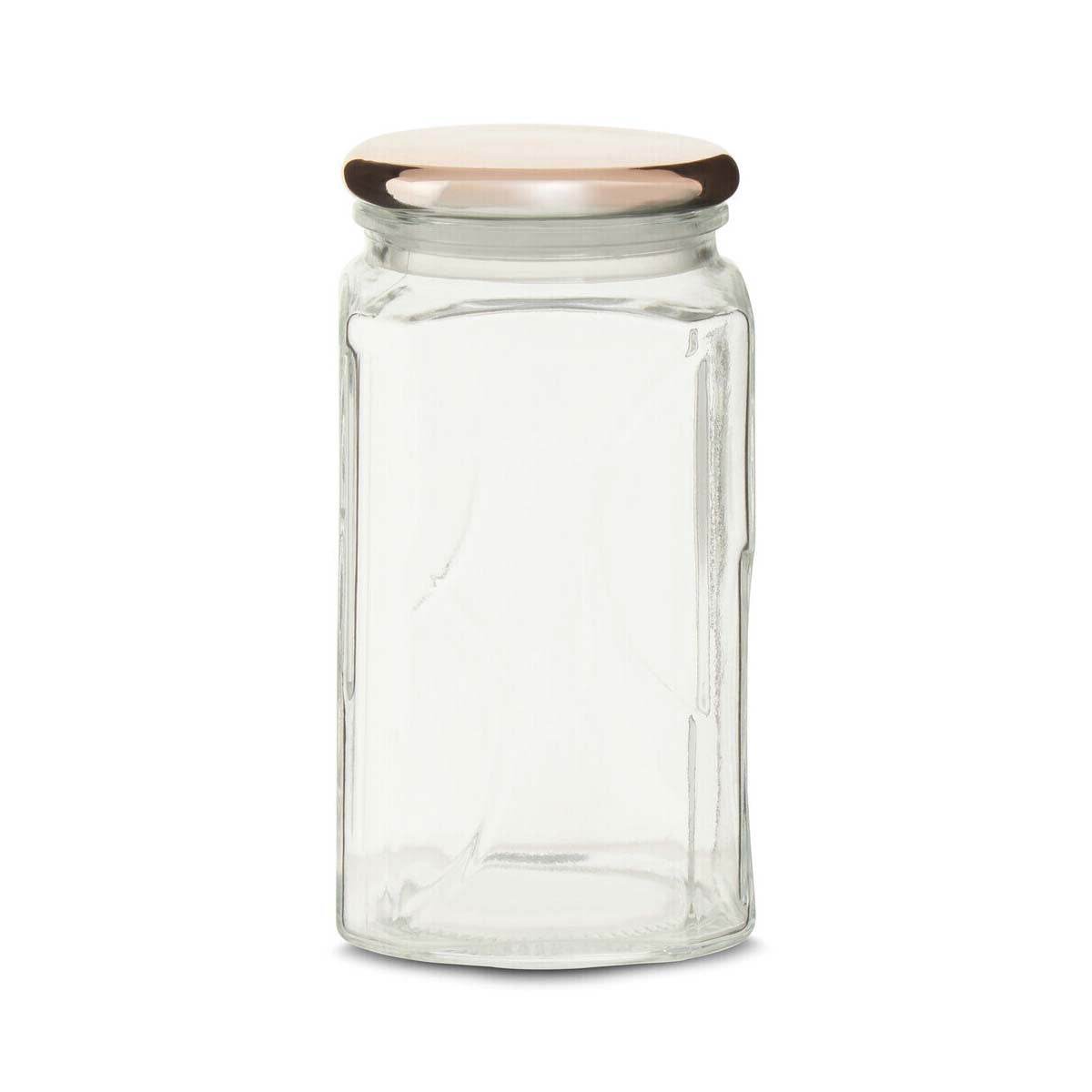 1040Ml Sqr Glass Jar Rose Gold Lid