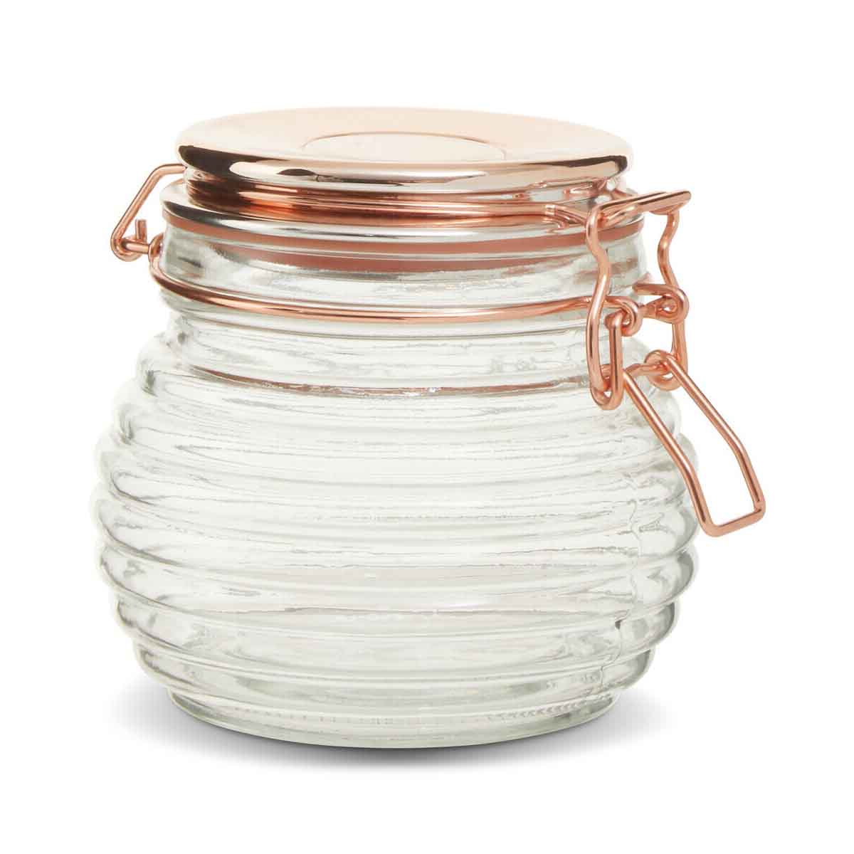 600Ml Rnd Glass Jar Clip Top Rose Gold Lid