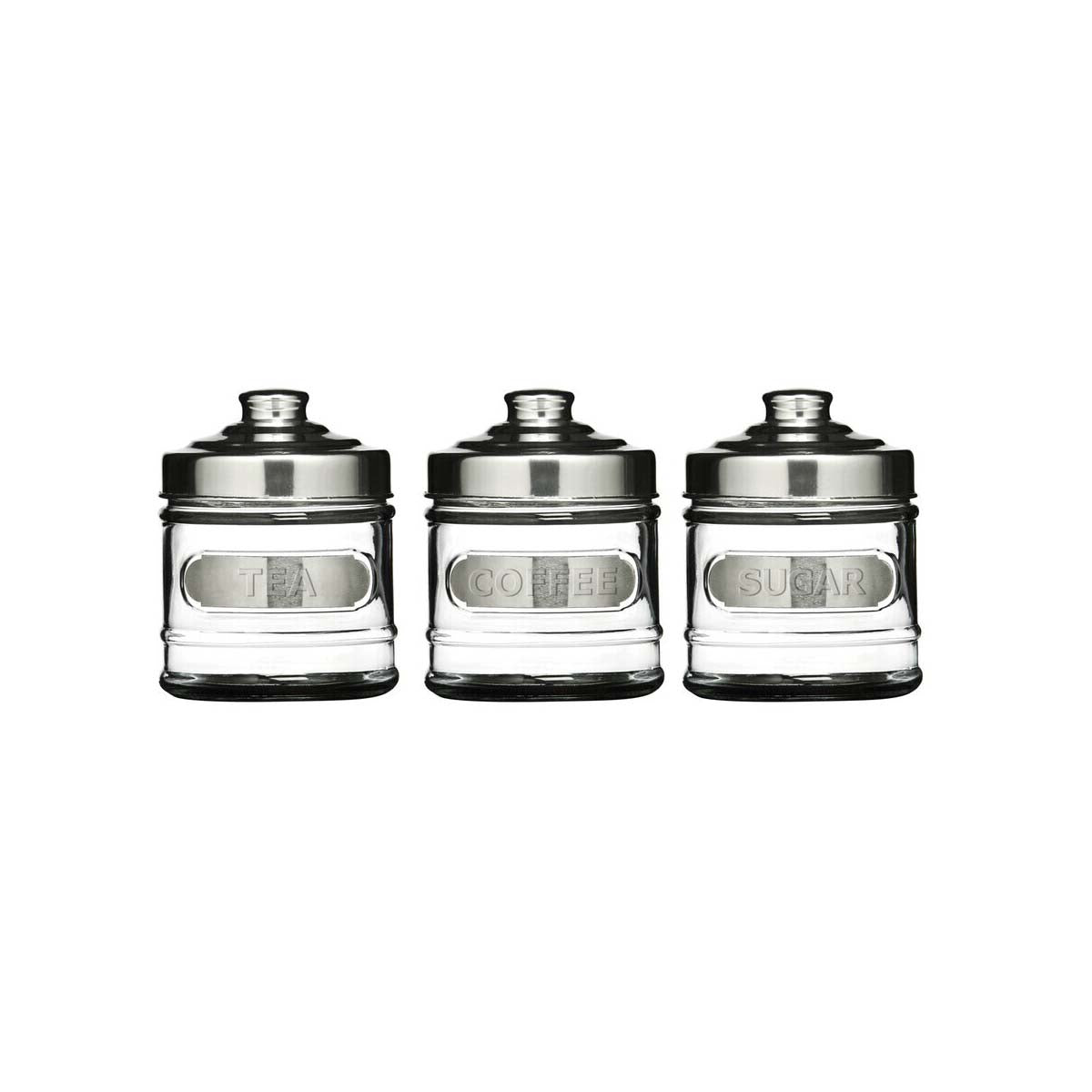 Aluminium Lid Jar Set of Three Round Glass