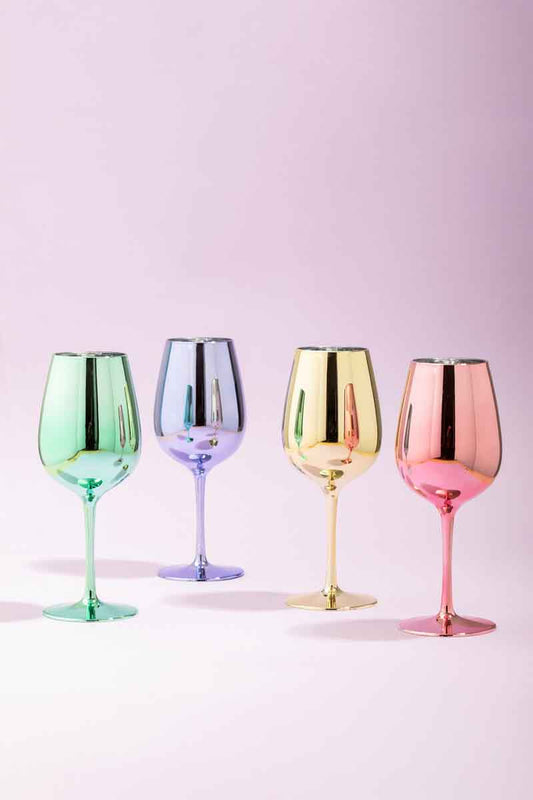 Mimo Set Of 4 Assorted Colours Wine Glasses