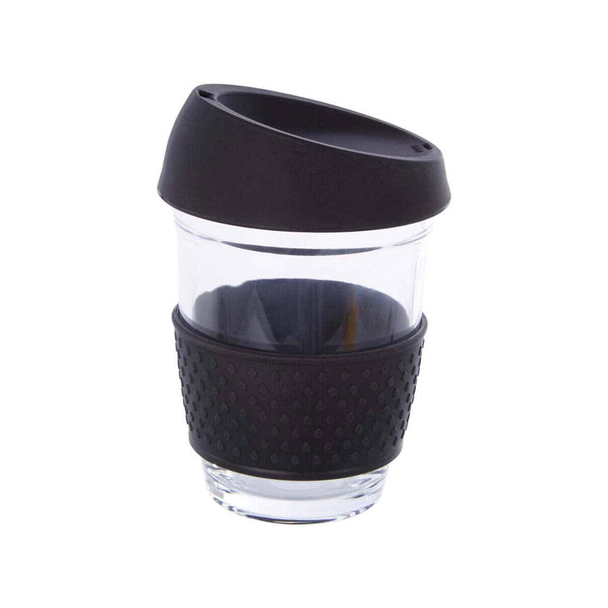 Mimo Glass Mug With Black Silicone Band Lid