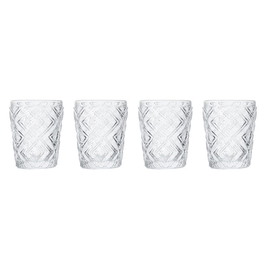 Fleur Set Of Four Clear Glass Tumblers