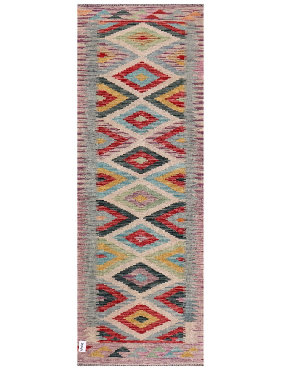 Maimana Afghanistan Kilim Rug - 204 x73 cm