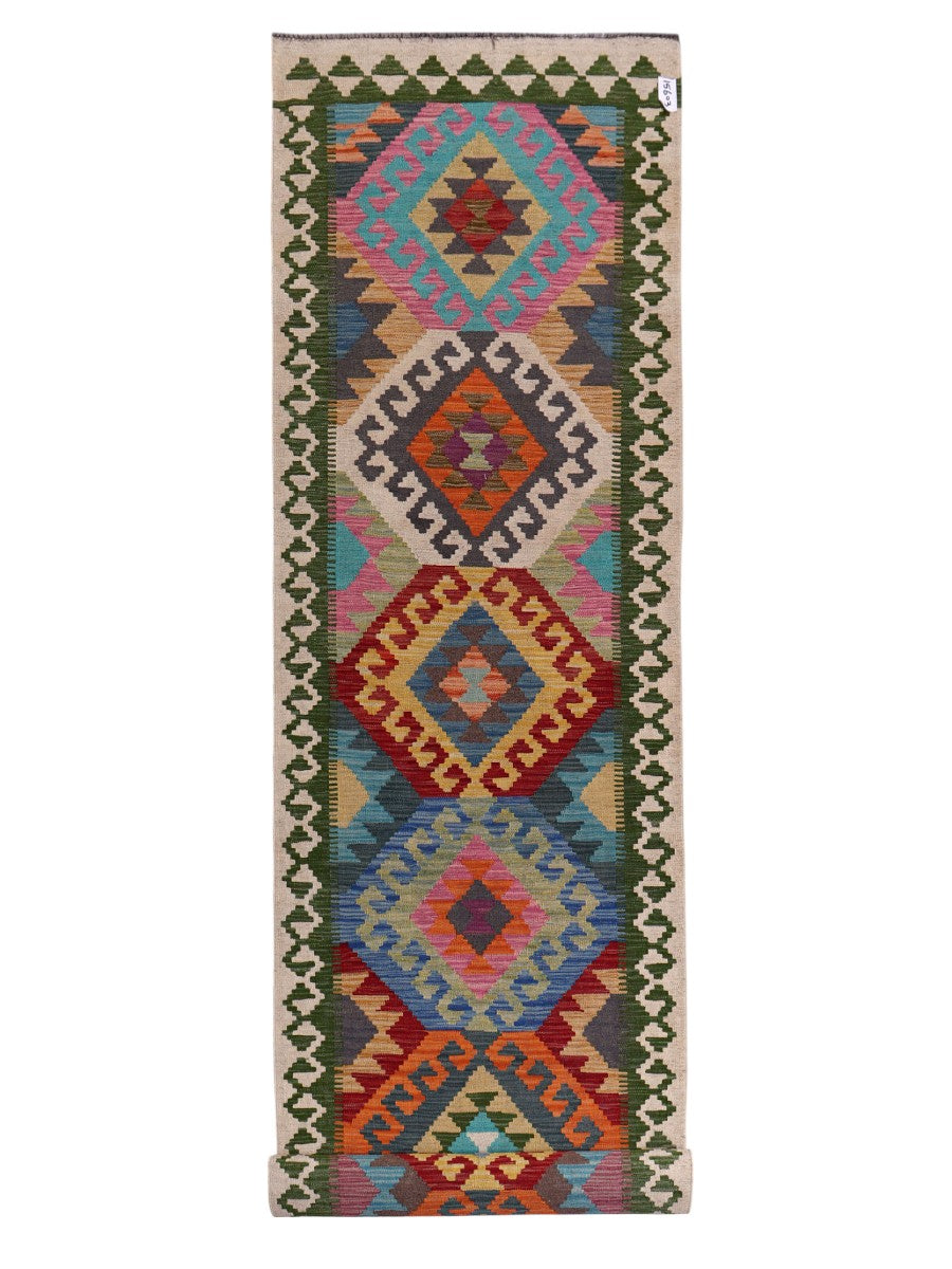 Maimana Afghanistan Kilim Runner - 382 x 83 cm
