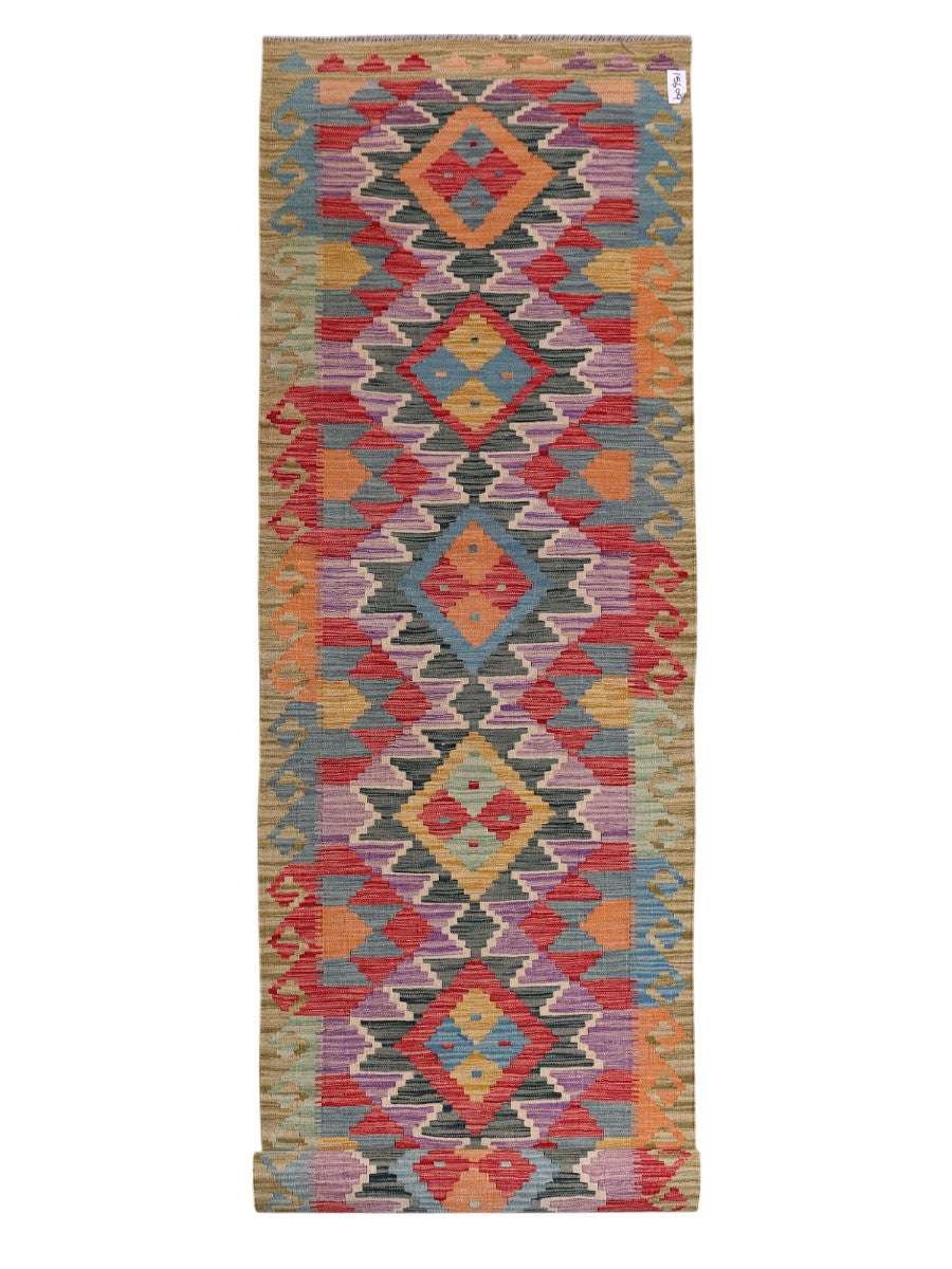Maimana Afghanistan Kilim Runner - 397 x 85 cm