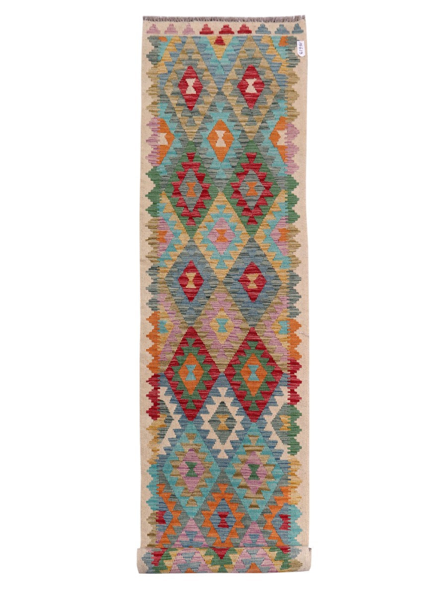Maimana Afghanistan Kilim Runner - 393 x 83 cm