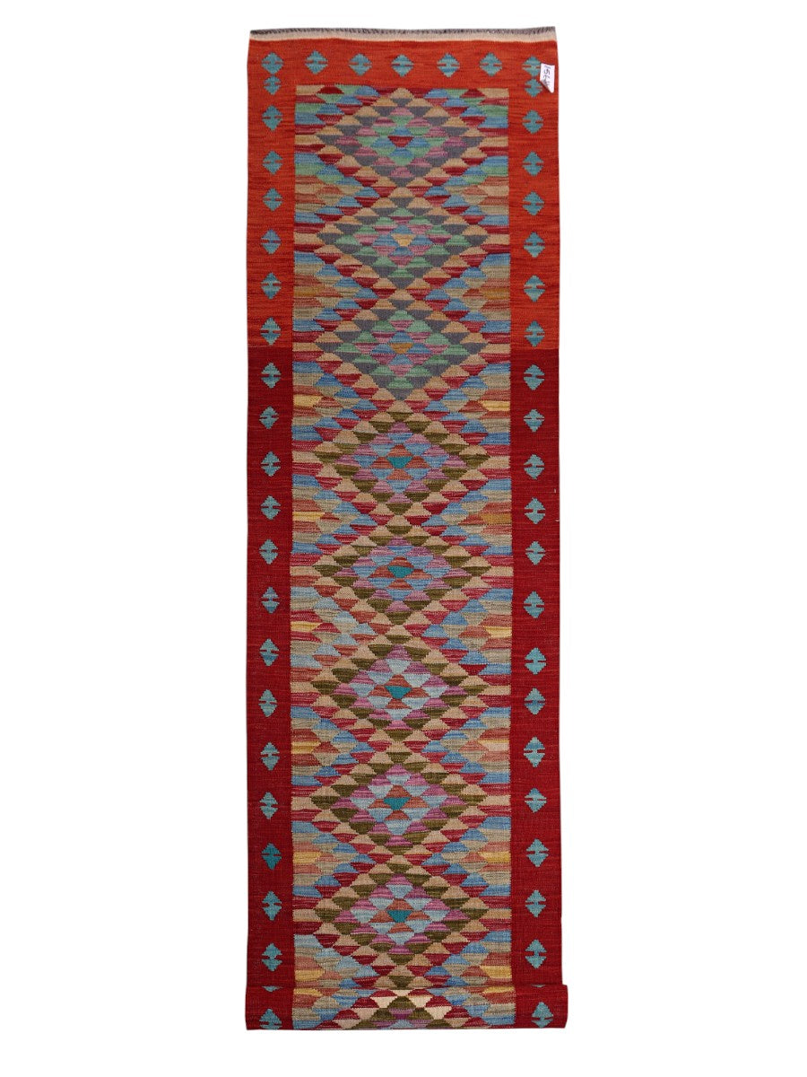Maimana Afghanistan Kilim Runner - 395 x 83 cm