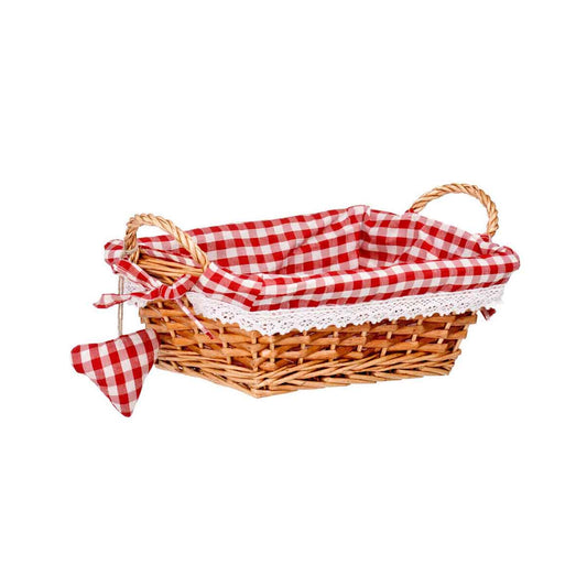 Red Lining Rectangle Small Willow Basket