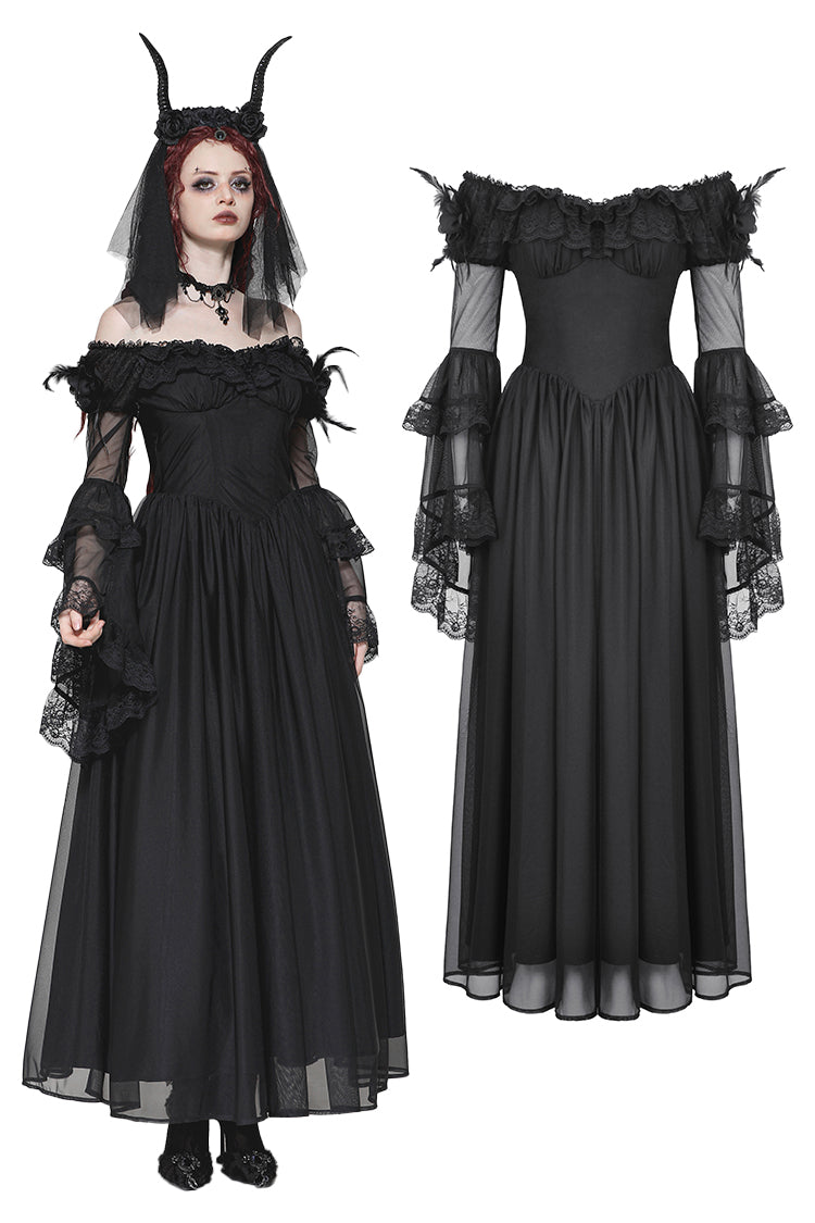 Dark in Love Millicent Black Tulle Feather Fantasy dress