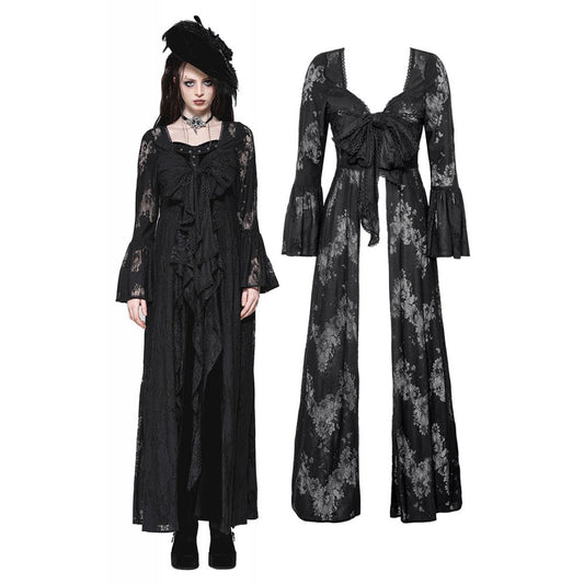 Dark in Love Emersyn Elegant Gothic Lace-Trimmed Long Robe