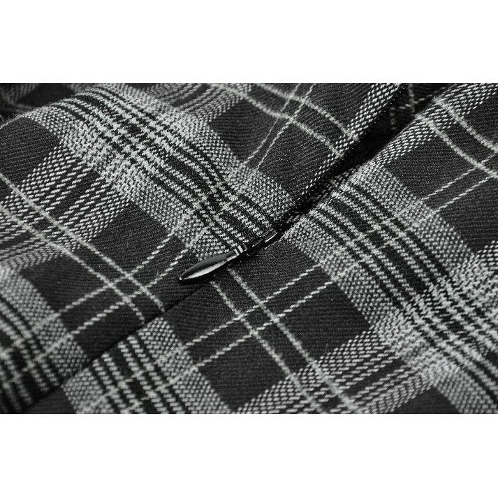 Dark in Love Ida Punk Grey Tartan Metal Studded Dress