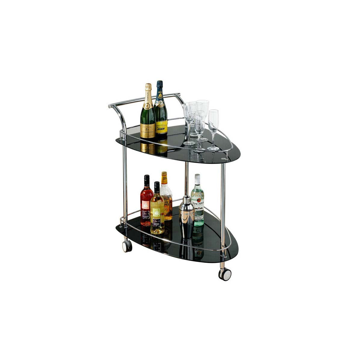 Adam Black Tempered Glass Serving Trolley