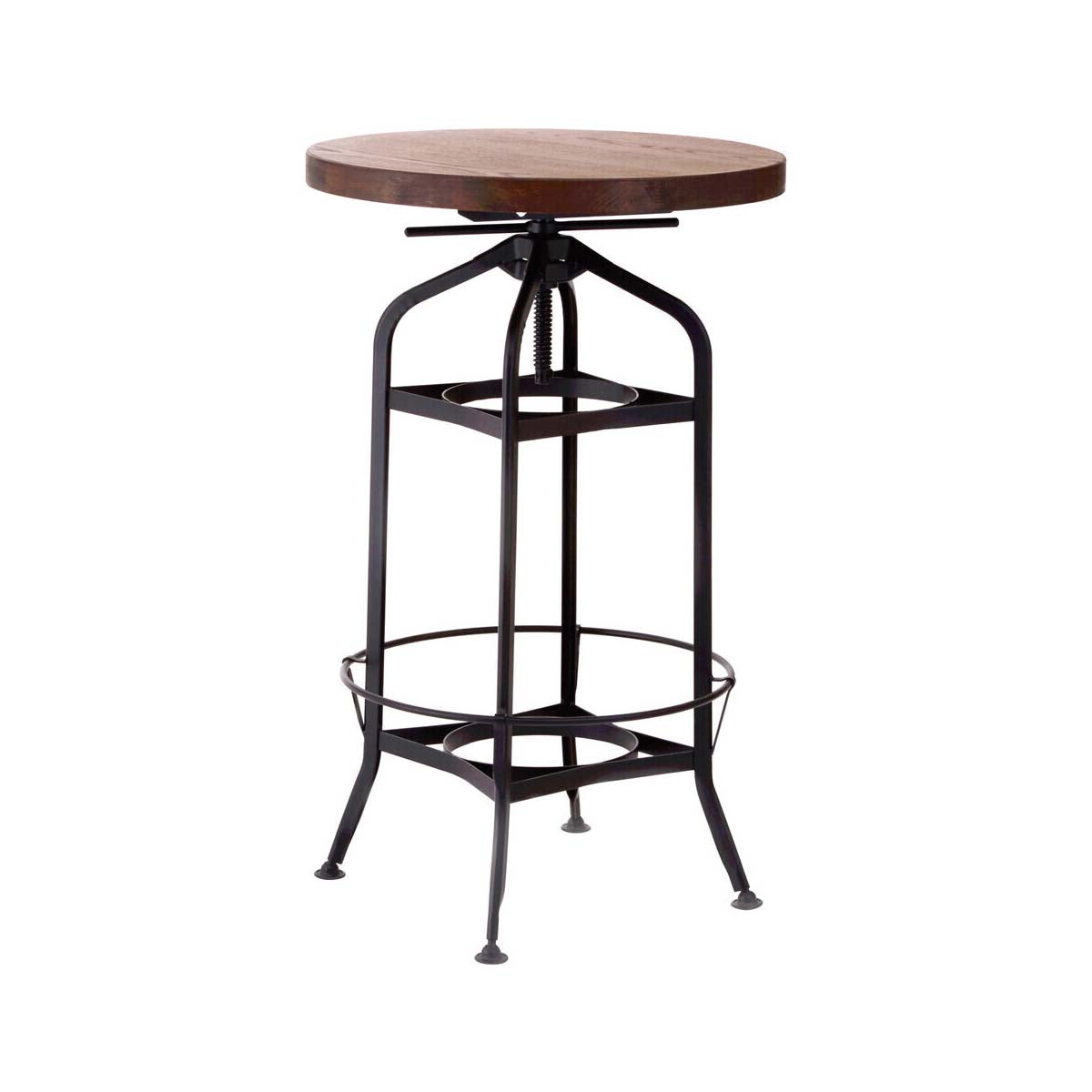 New Foundry Walnut And Black Metal Bar Table