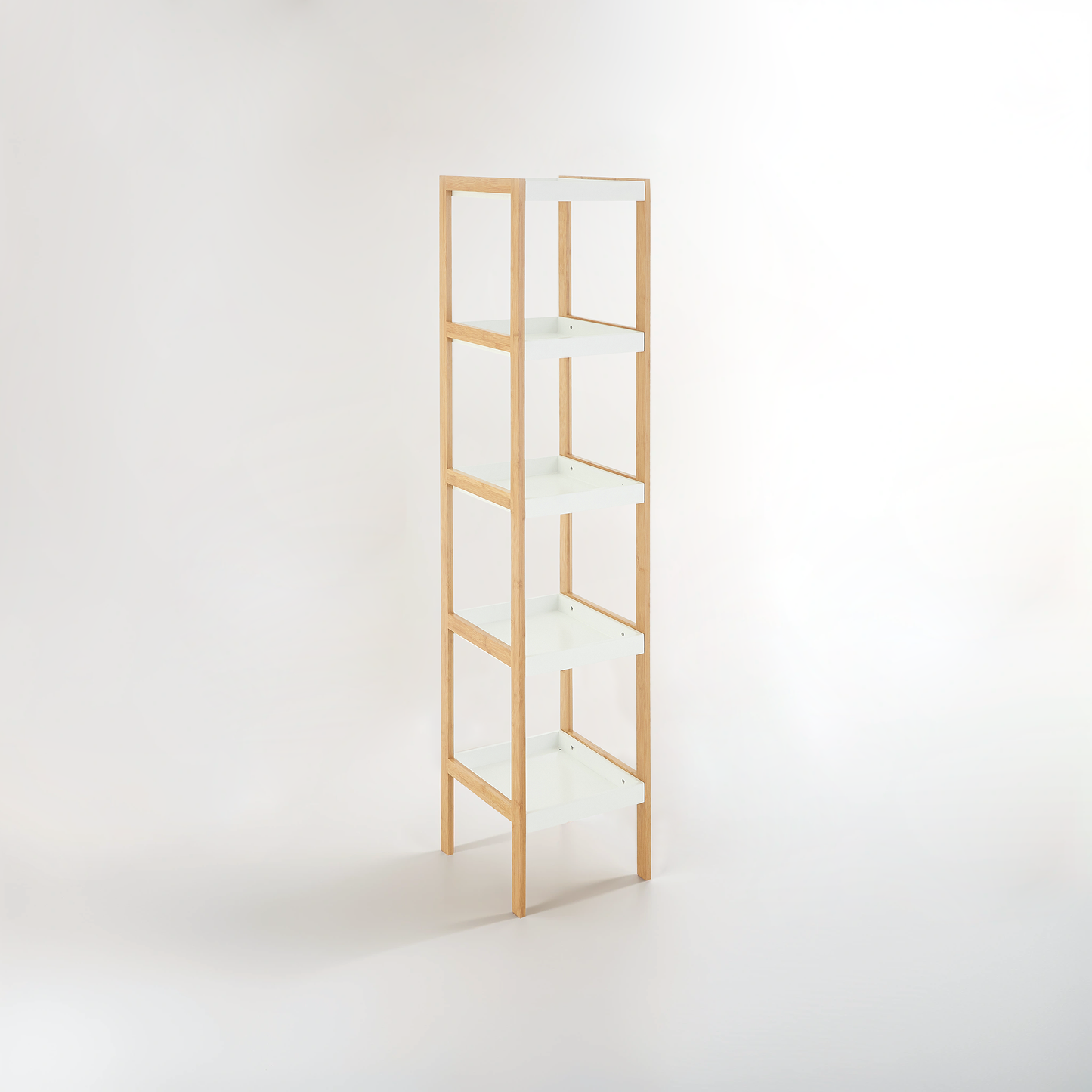 Nostra Five Tier White And Natural Shelf Unit
