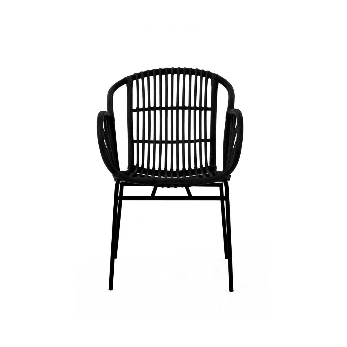 Lagom Black Natural Rattan Chair With Raised Sides