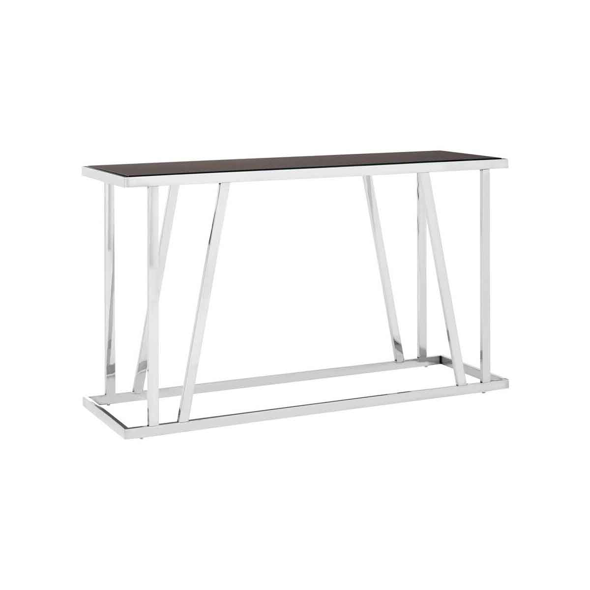 Ackley Silver Console Table With Black Glass