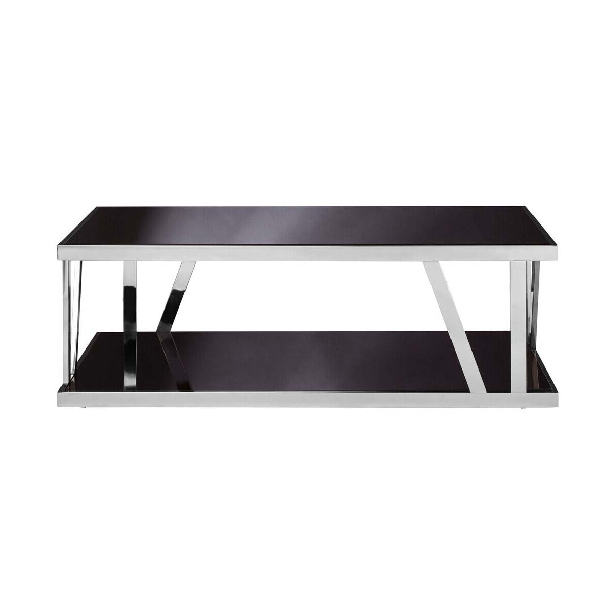 Ackley Silver Coffee Table with Black Glass