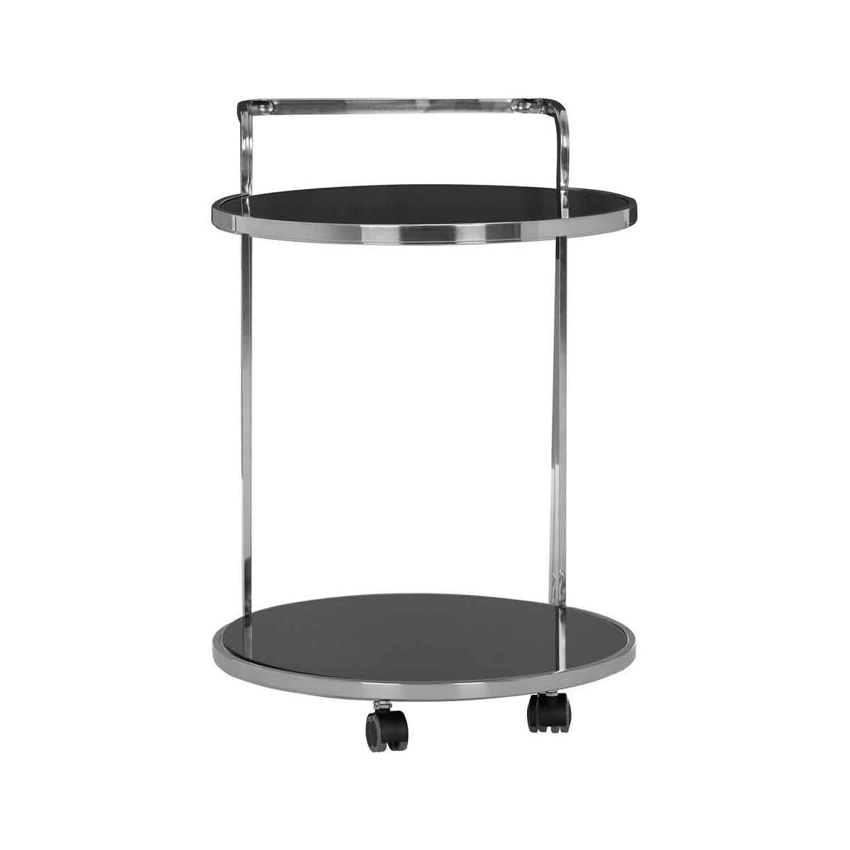Ackley 2 Tier Silver Drinks Trolley with Black Glass