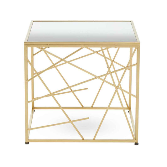 Farran Gold Finish Side Table With Mirror Top