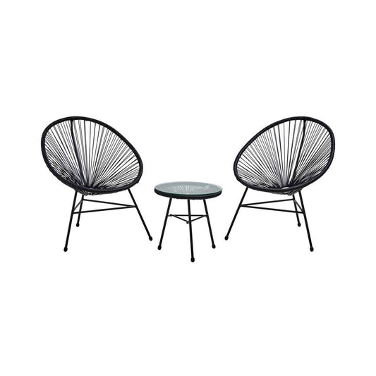 Miami Black Rattan 3 Piece Patio Set