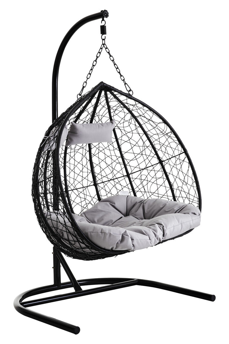 Goa Black Rattan Effect Double Hanging Chair