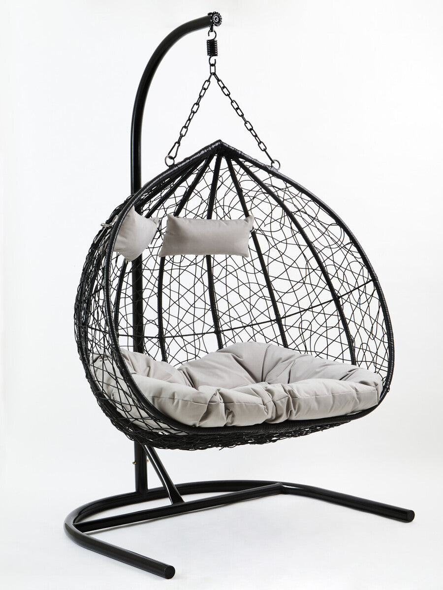 Goa Black Rattan Effect Double Hanging Chair