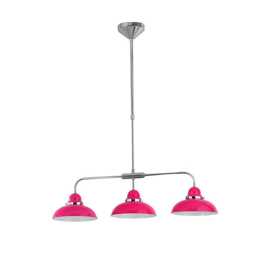 Jasper Hot Pink and Chrome 3 Light Pendant
