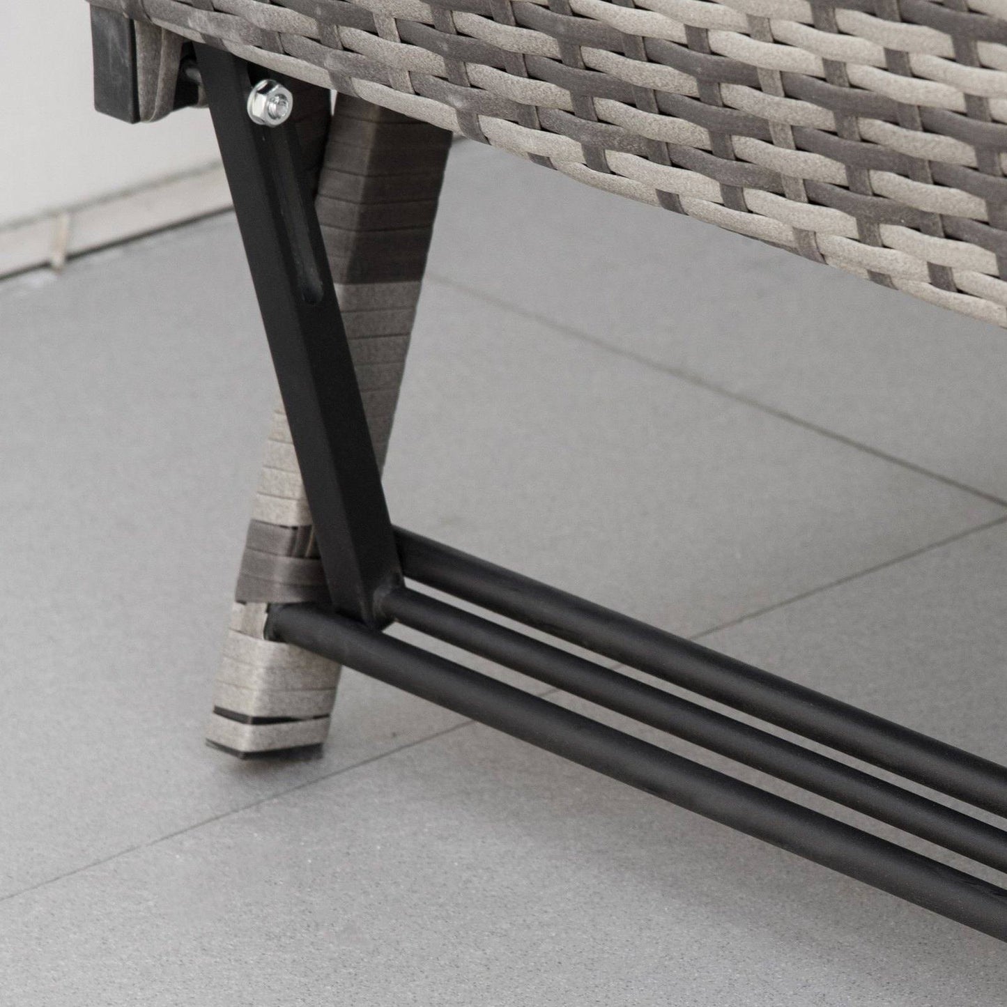 Outsunny 2 In 1 Rattan Folding Daybed Sofa Bench Garden Chaise Lounger Loveseat With Cushion Outdoor Patio Mixed Grey