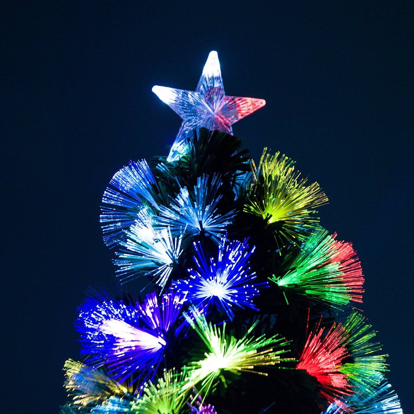 5FT Tall Artificial Tree Fiber Optic Colorful LED Pre-Lit Holiday Home Christmas Decoration with Flash Mode