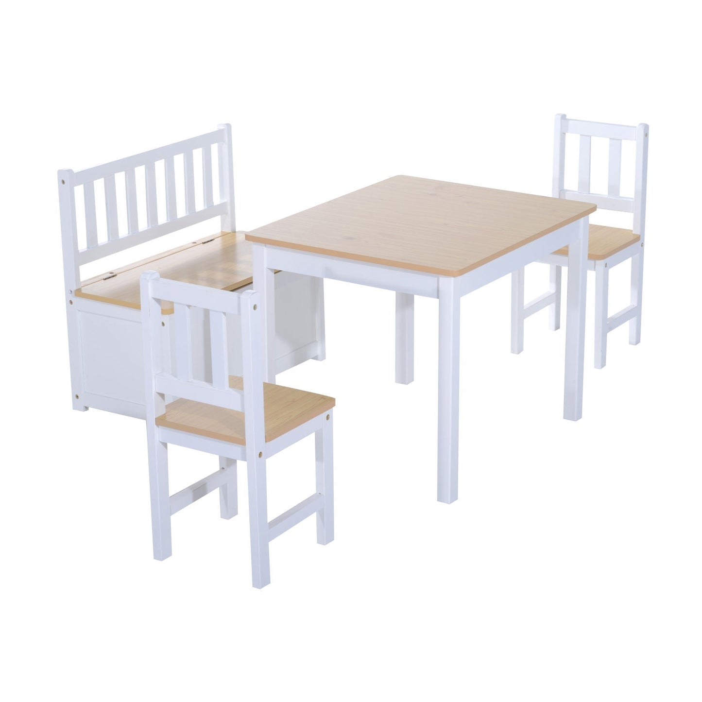 4-Piece Kids Table And Chair Set With 2 Wooden Chairs