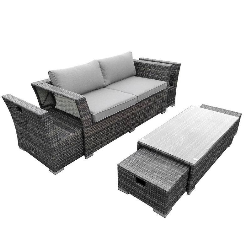 St Tropez Rattan Garden Furniture Set by Wensum - 6 Seats Grey