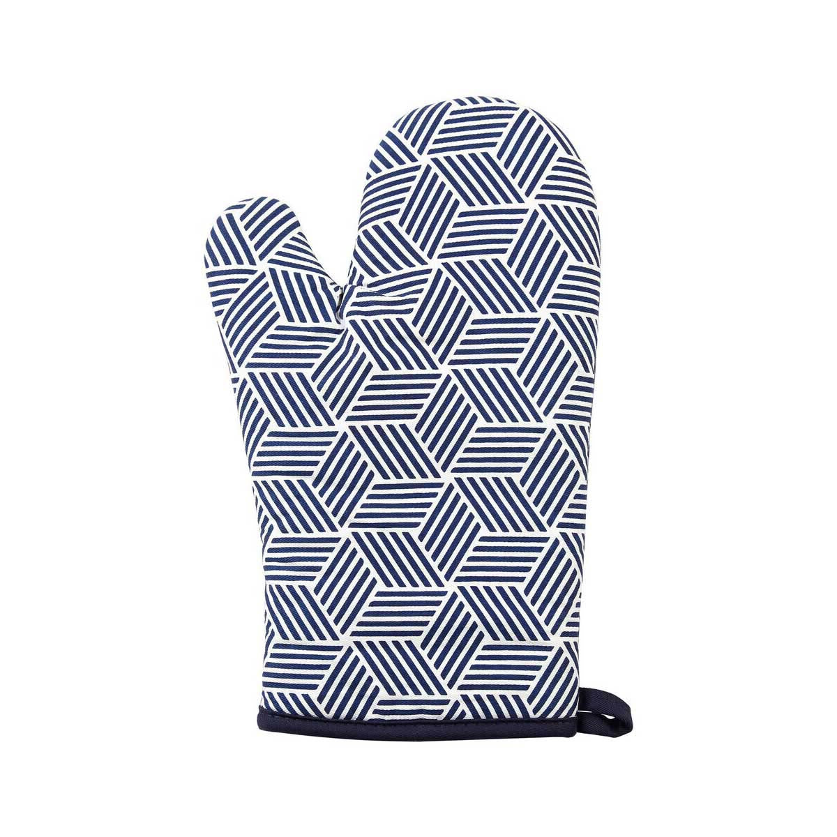 Modern Retro White Blue Single Oven Glove