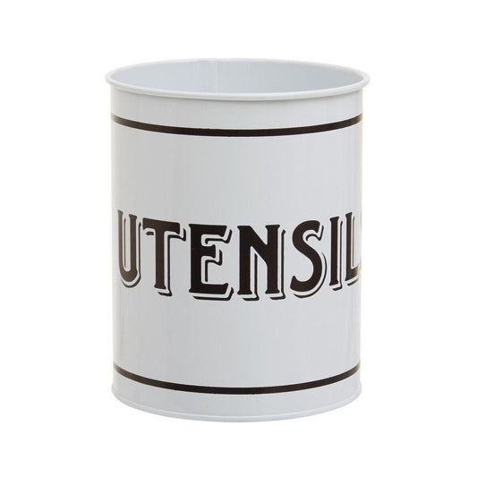Grocer White Metal Utensil Holder