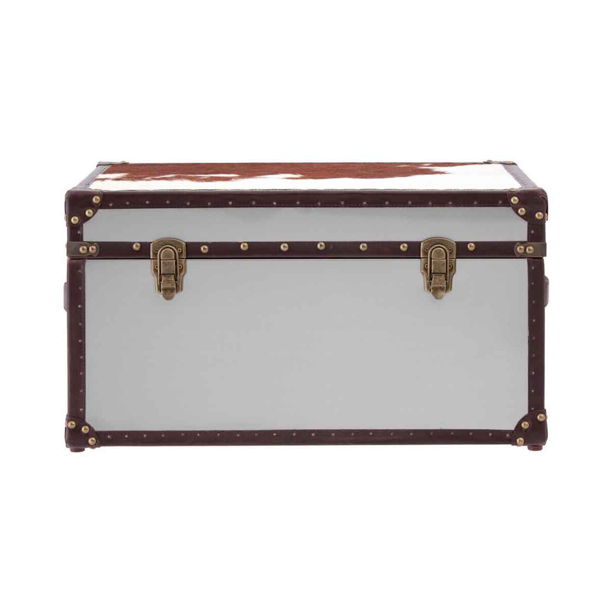 Kensington Townhouse Brown And White Genuine Cowhide Storage Trunk