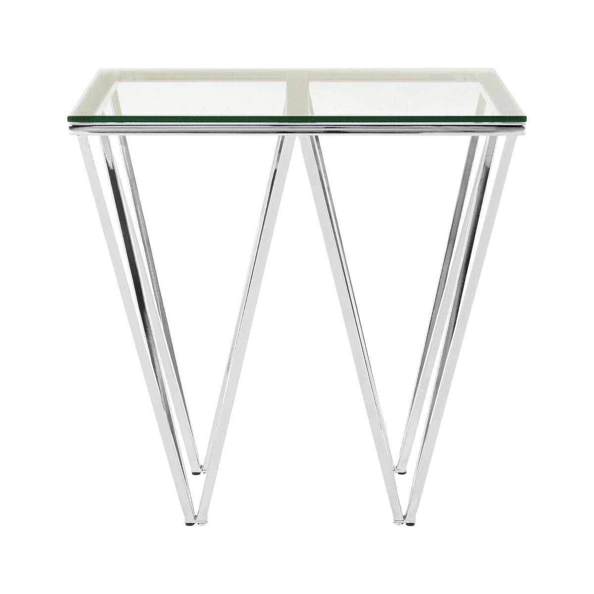 Allure Chrome End Table With Triangular Base