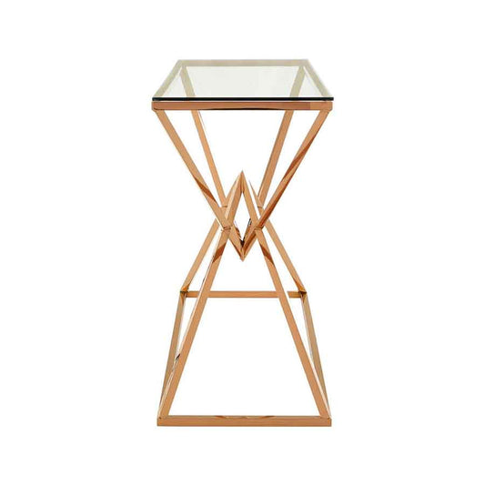 Allure Corseted Rose Gold Console Table